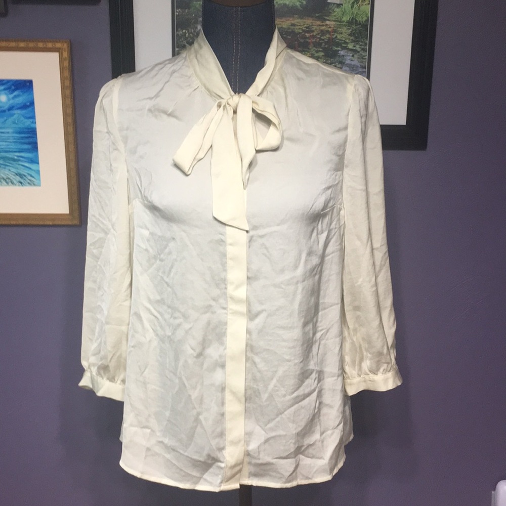 Modcloth Pussy Bow Vanilla Milk Blouse/Top NWT